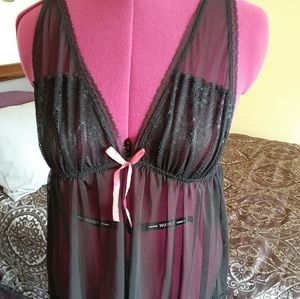 Black sheer teddy with thong panty new with tags